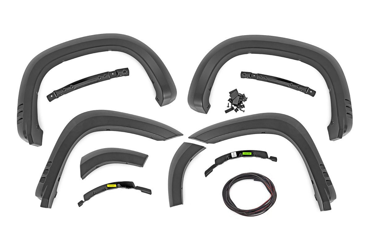 Chevrolet Silverado 1500 Fender Flares - Rough Country - SF1 - Black - '19-'25